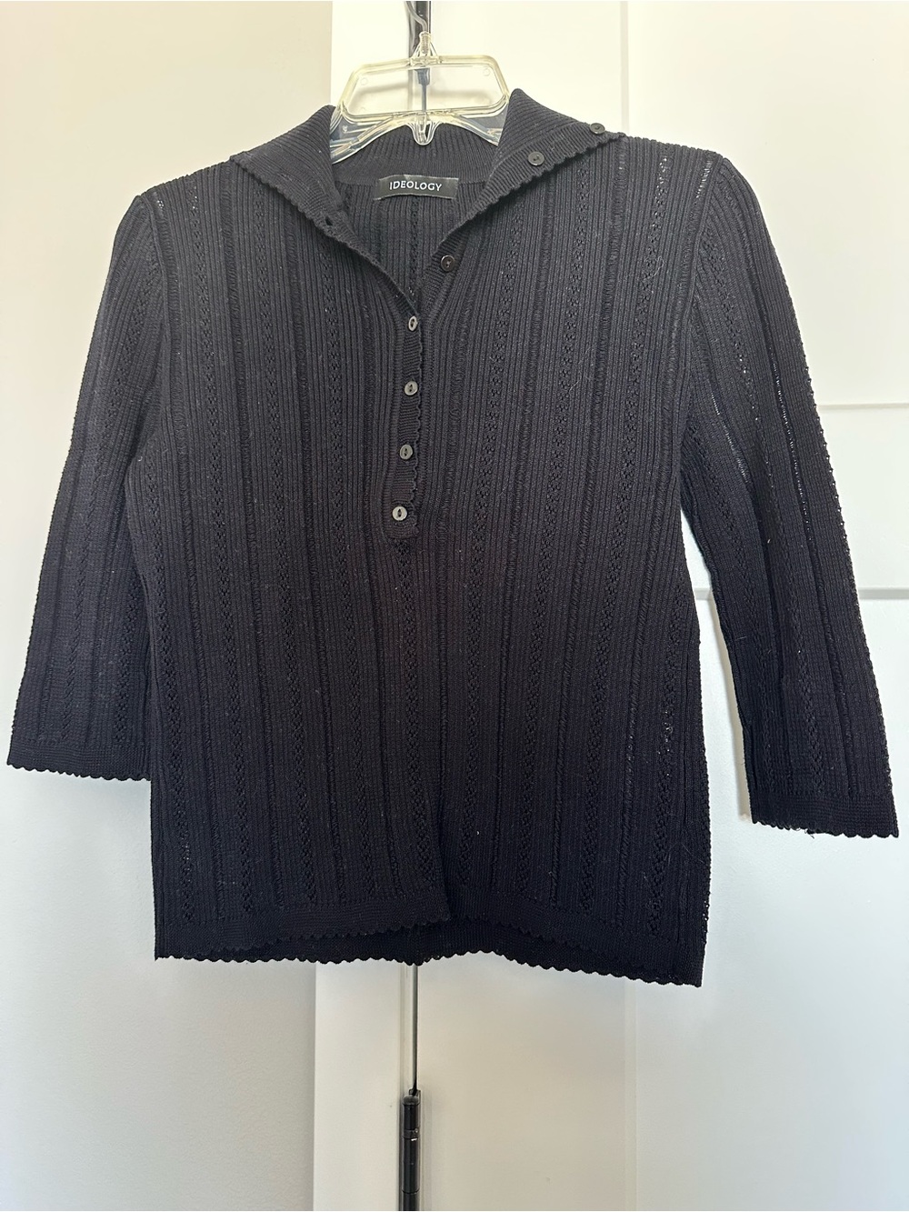 Ideology Women’s Black V-Neck Button Pullover Sweater XS 100% cotton